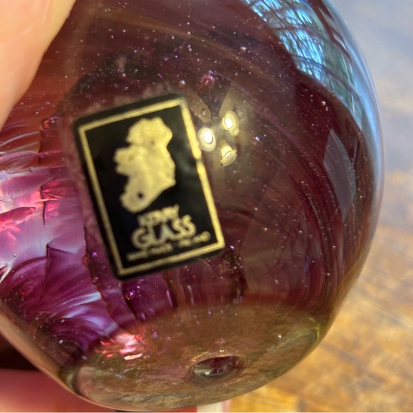 VTG Kerry Glass Purple Plum Apple Ireland Paperweight Swirl NOS - Picture 11 of 14